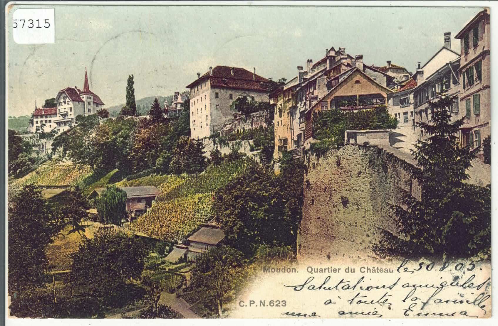 Ansichtskarten: Moudon - Quartie du Chateau - coloriert – Gebraucht aus Ettingen von Kartenplanet