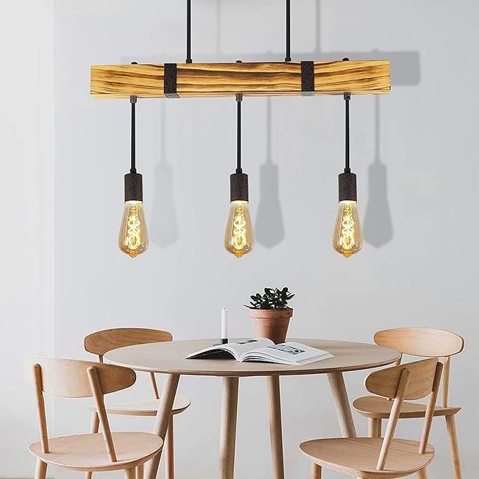 Kronleuchter & Deckenlampen: 25W Holz Pendelleuchte Vintage Hängelampe Retro Holzbalken – Neu und originalverpackt aus Herisau von Serenco 3