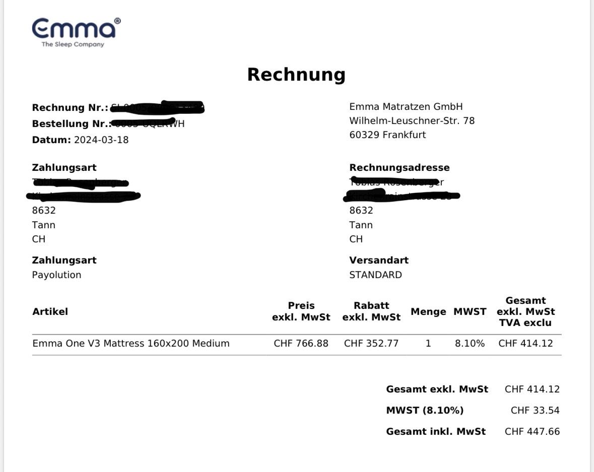 Emma Matratzen: Emma Matratze One V3 160x200 – Gebraucht aus Tann von GSXR_Tobi 3