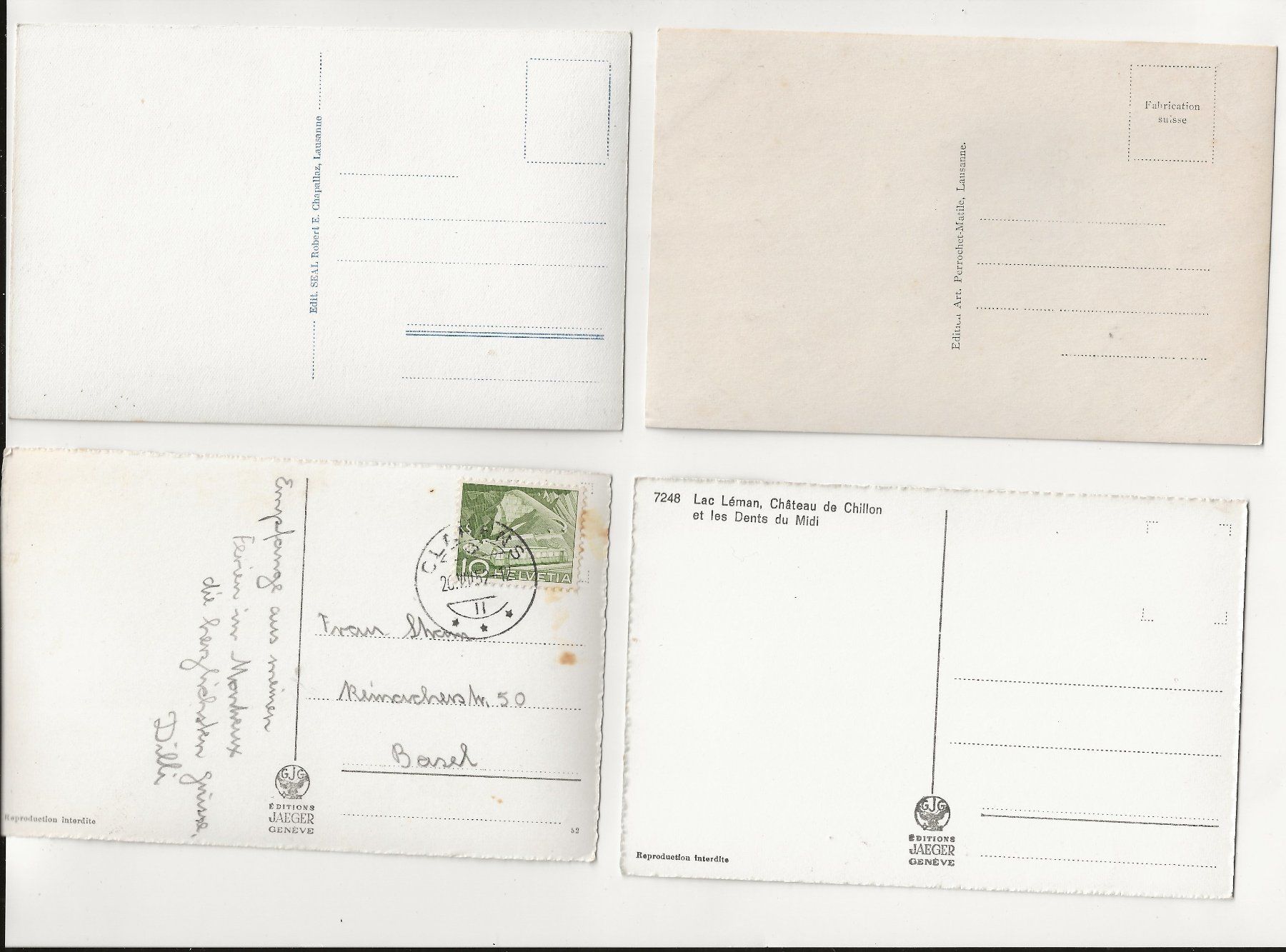 Cartoline postali: 4 x AK ca.1940/1950 Schloss Chillon – Usato da Greifensee venduto da 315WDO 2