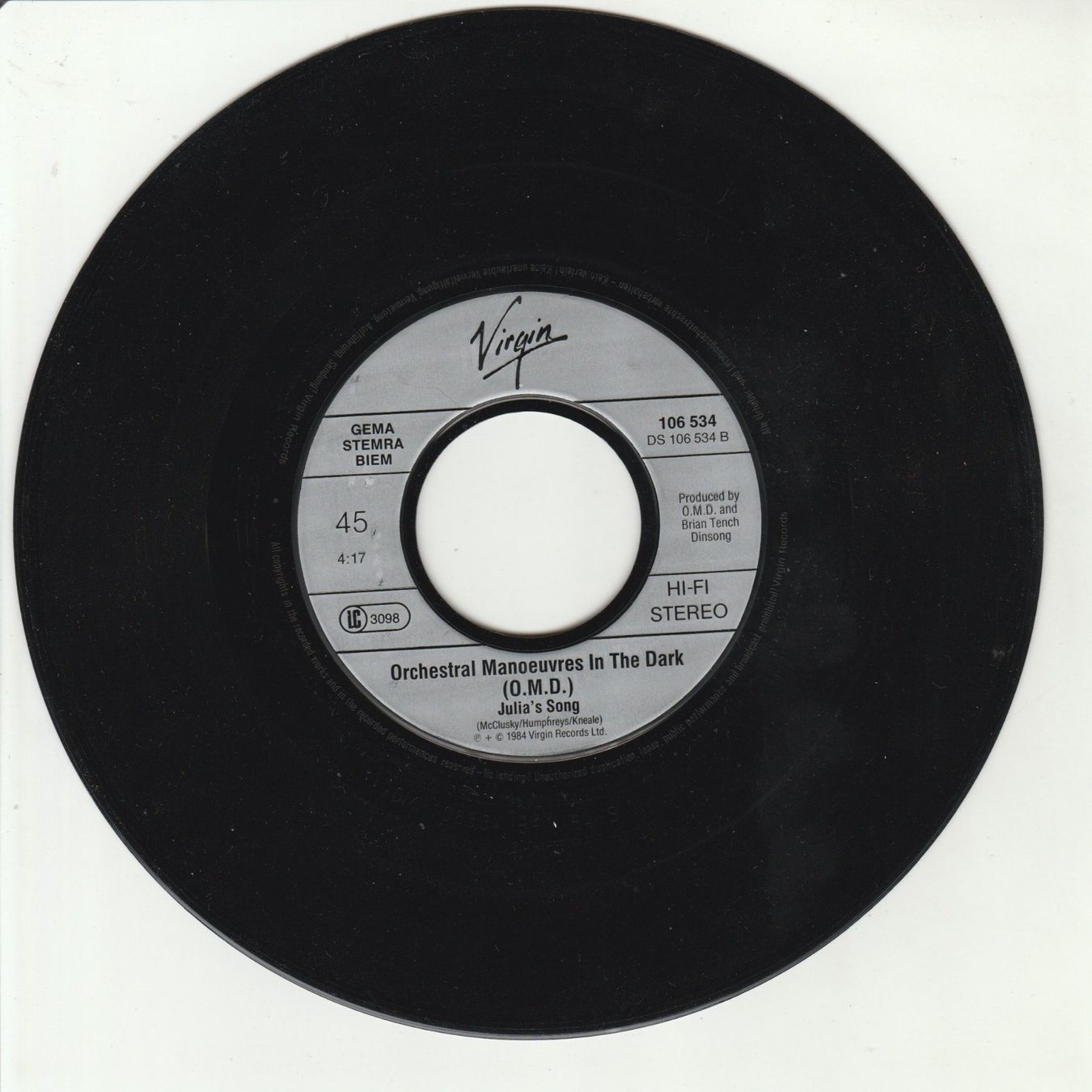 Dischi in vinile: OMD - Talking loud and clear 7" Vinyl 1984 – Usato da Tübach venduto da JamesStone 3