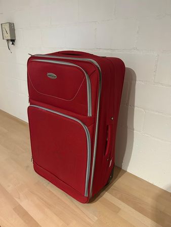 Reisekoffer Dunlop rot gross mit Rollen gebrauchter Zustand
