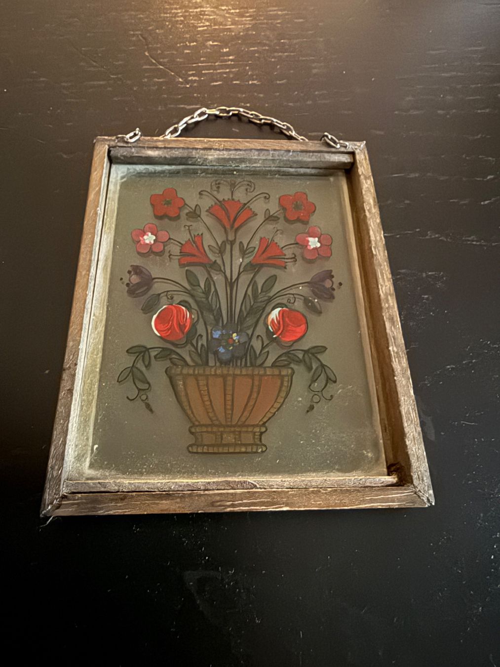 Poster & Bilder: Blumenbild Hinterglasmalerei, Vintage Wandbild, Top! – Gebraucht aus Erstfeld von Mario_boe0 1