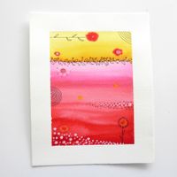 Aquarell Bild Original - abstrakt - Zentangle - 19 x 24cm