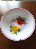 Schüssel Emaille Blumen 38cm  Zustand siehe Bilder.