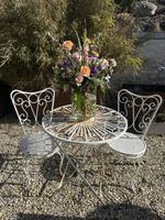 Gartentisch-Set, Vintage Eisen, Tisch mit 2 Stühlen