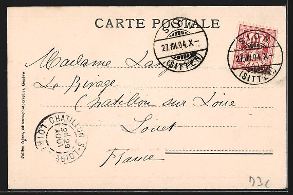 Ansichtskarten: AK Sion, Vue generale, 1904 – Gebraucht aus Berlin von bartko-reher 1