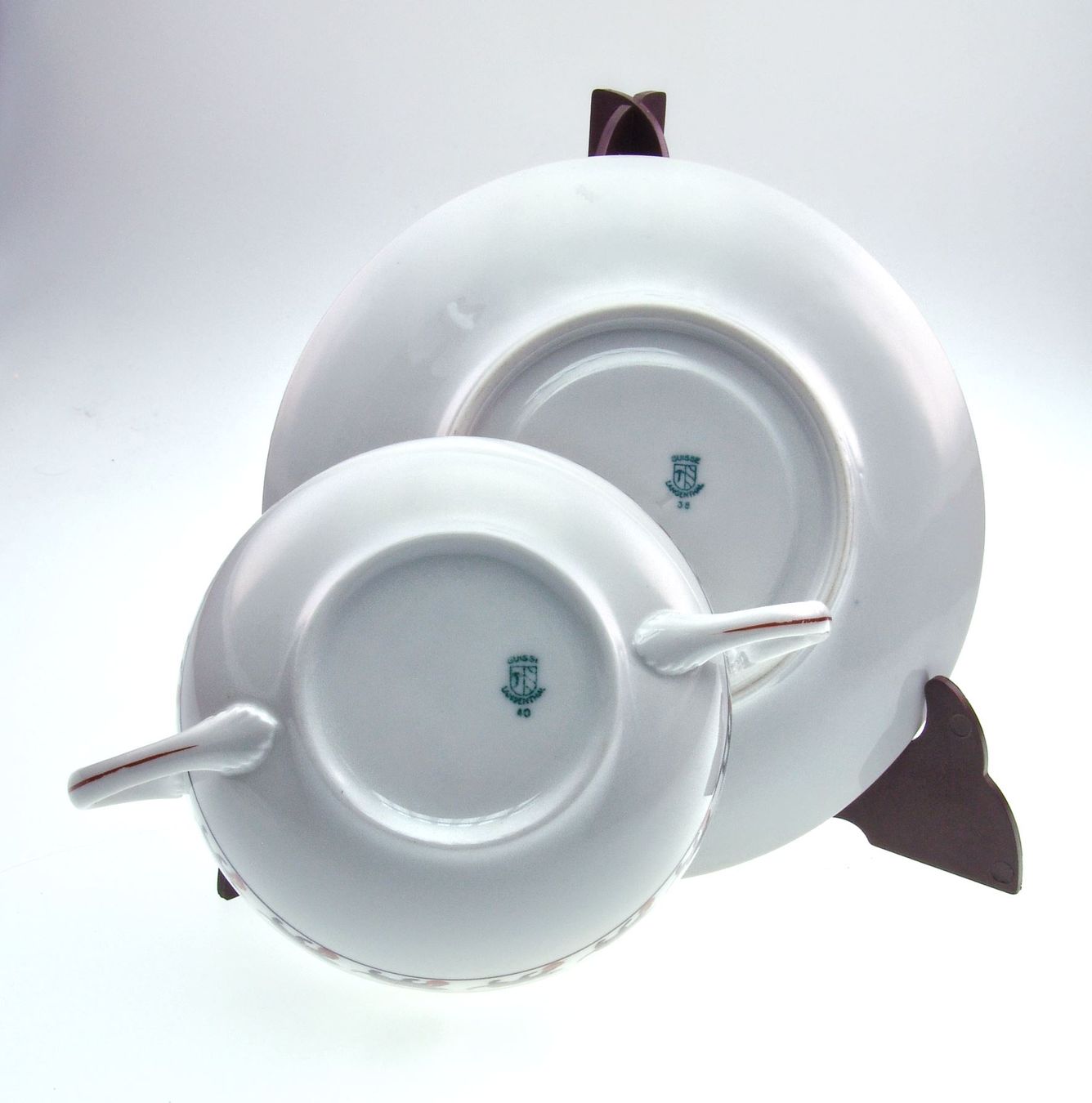 Set di piatti: Katzen Suppentasse & Teller Langenthaler 1938 - 1940 – Usato da Seedorf BE venduto da ArcoCera 2