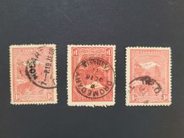 1900, Tasmanien  -  3 x die gleiche Marke