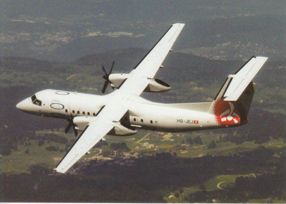 Cartoline postali: Bombardier, DHC-8-315, Flybaboo – Usato da Zuerich venduto da OceanLinerPostcards