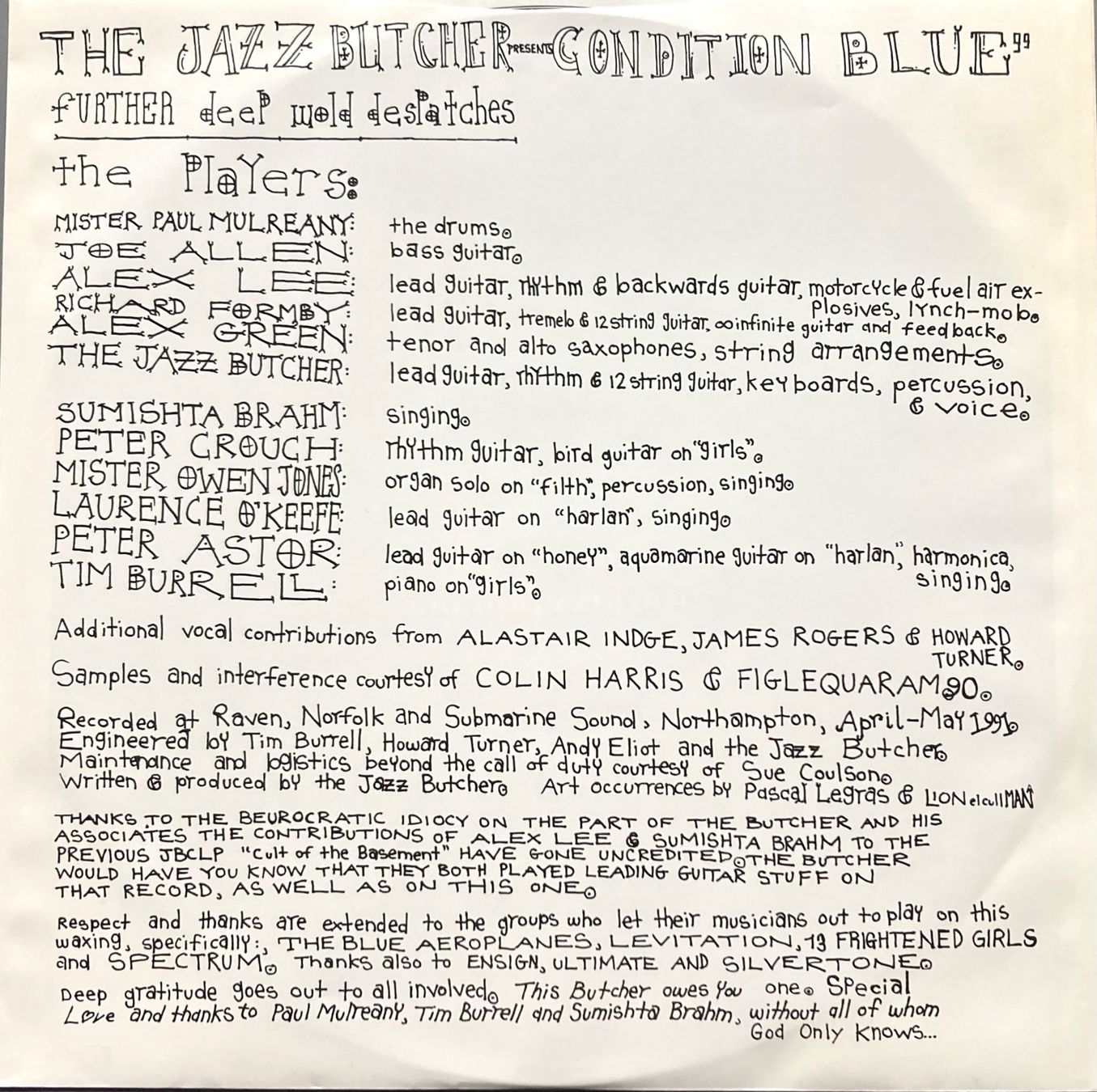 Schallplatten: THE JAZZ BUTCHER - CONDITION BLUE – Gebraucht aus Poliez-Pittet von Newtown-Records 2