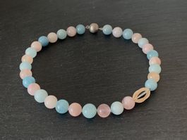 Aquamarin & Morganit Halskette Sterling Silber