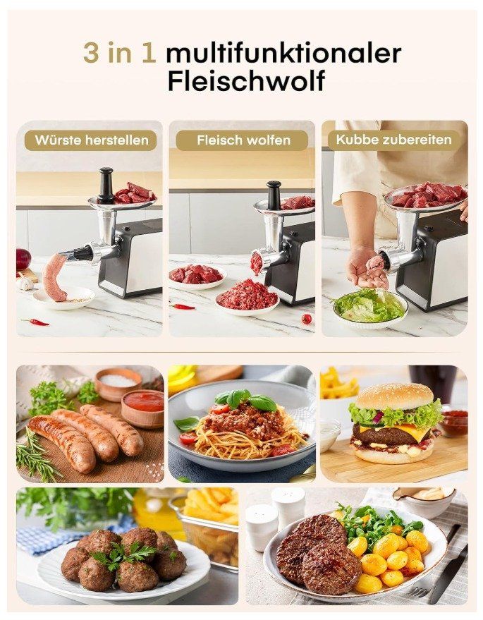 Küchengeräte: FOHERE MG4250R Fleischwolf 3200W max. – Neu – Neu und originalverpackt aus Laufen von Genton 4