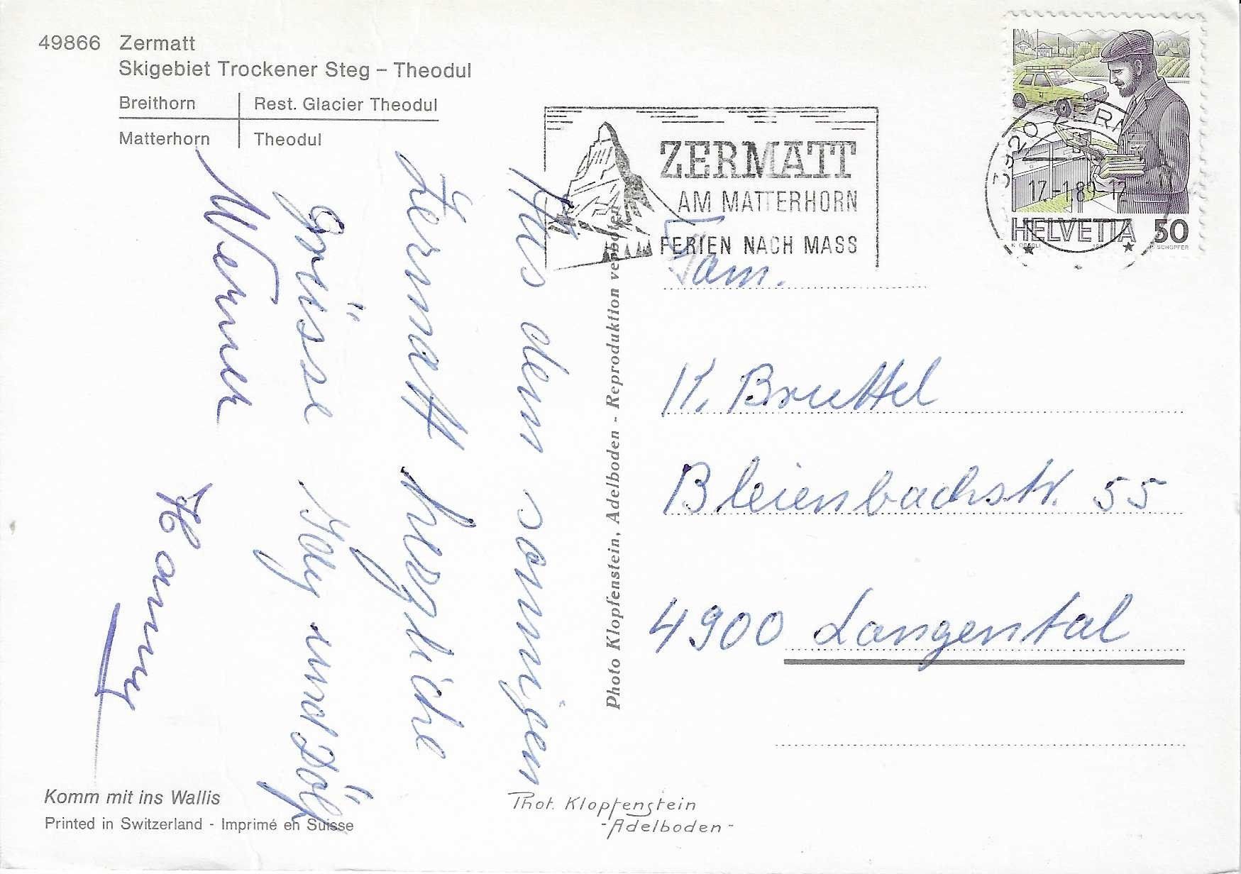 Cartoline postali: Trockener Steg Zermatt VS – Usato da Rothrist venduto da Stranglehold 1