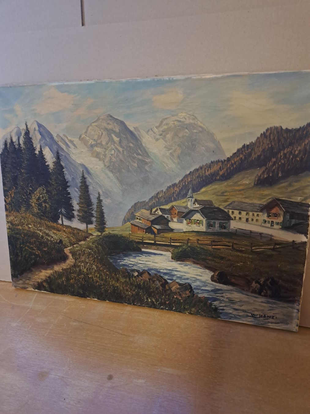 Gemälde: Ölgemälde Schweizer Berglandschaft signiert M.Henzi – Gebraucht aus Grossdietwil von hufi10