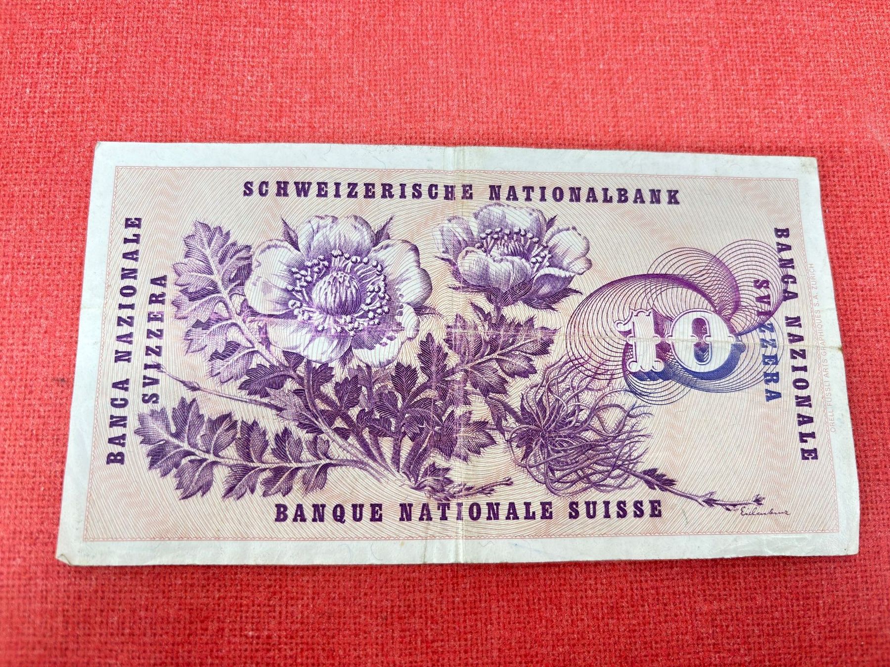 Banconote: 10 Franken Banknote 1973 gebraucht – Usato da Ormalingen venduto da digital09 1