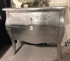 2 NACHTTISCHE & KONSOLE SCHMINKTISCH SILBER HOLZ