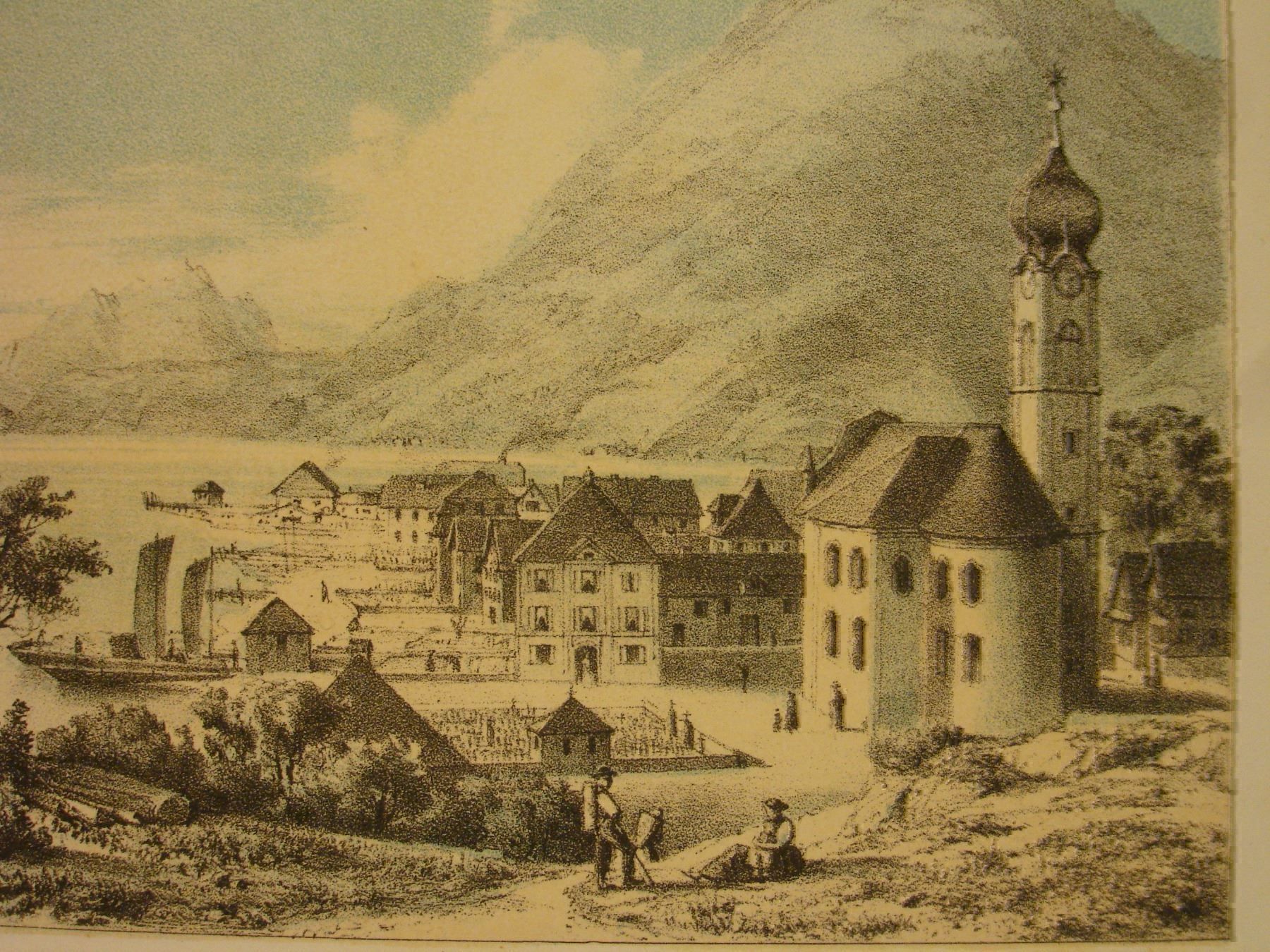 Grafica & Litografie: GERSAU, FARBLITHOGRAPHIE UM 1840 – Usato da Grüningen venduto da Kartensammler 2
