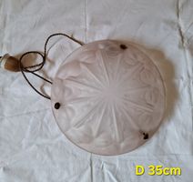 Art Deco Hängeleuchte, Pressglas rosé
