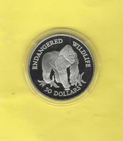 1992 Cook Island 50$ "GORILLA"/WWF/PP-MEDALLIE/Silber+20 gr