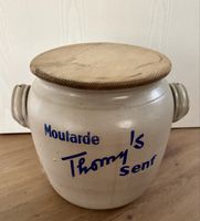 GROSSER antiker Steingut Senftopf THOMY 33 cm hoch m. Deckel
