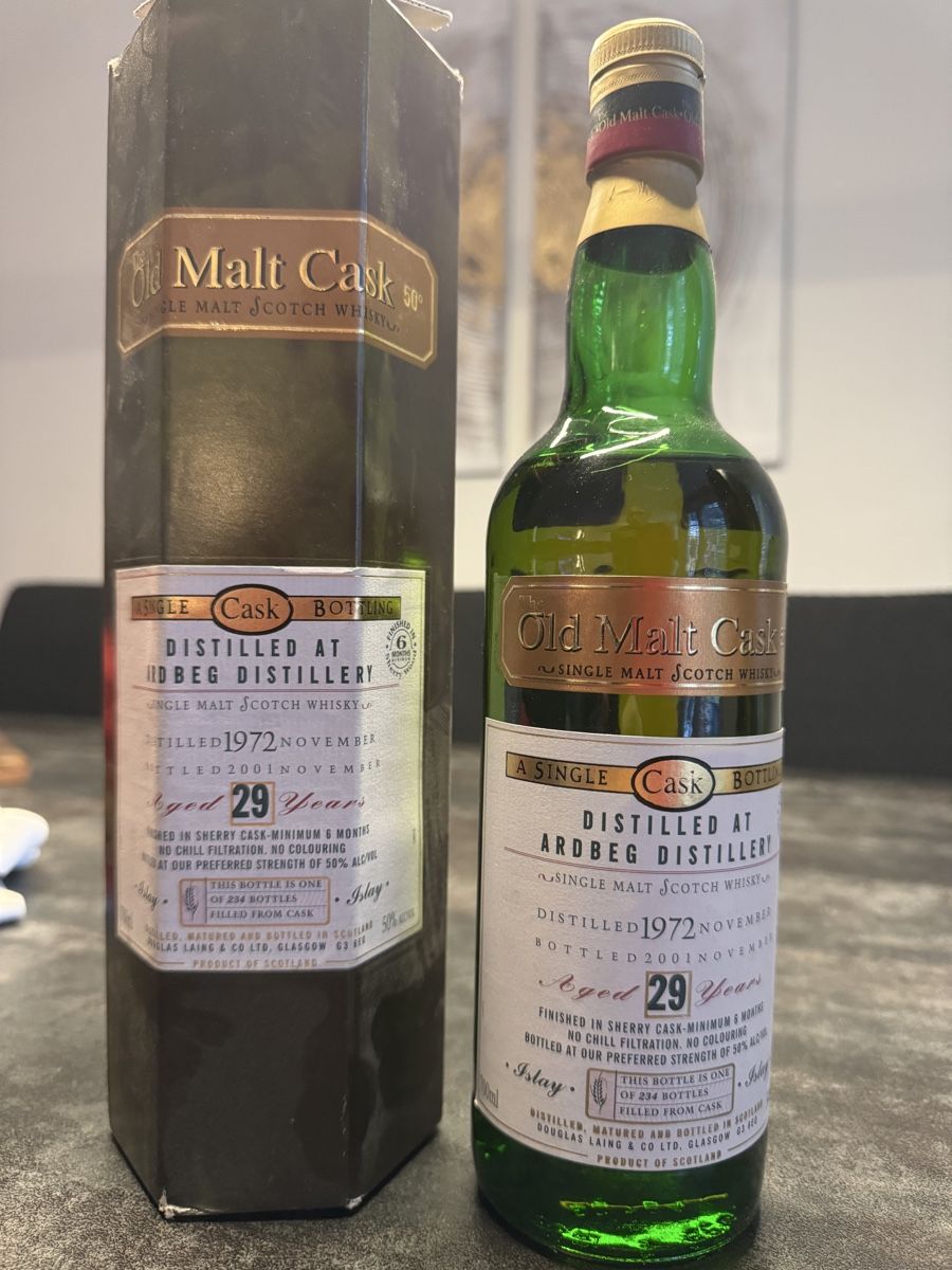 Ardbeg Bevande alcoliche: Old Malt Cask Whisky, Ardbeg & Linlithgow 1972 – Nuovo e nell'imballaggio originale da Urdorf venduto da Studerpa 1