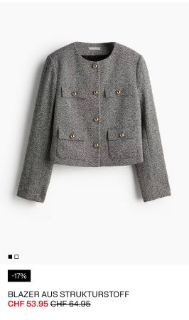 H&M Bouclé Blazer Jacke Grau Silber Gr. 38 - Herbst!