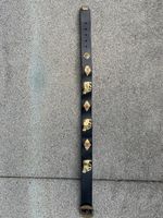 Ledergürtel schwarz mit Kuh-Beschlägen Appenzell 80cm lang