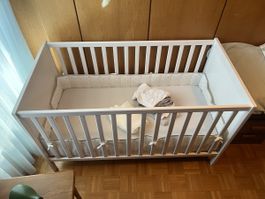 Kinderbett weiss Gitterbett wie neu 145x75 cm