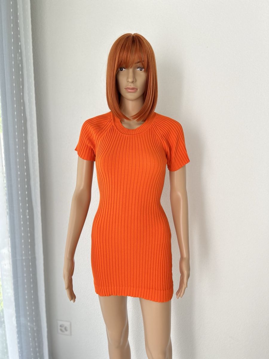 Vestiti: Orange Ribbed Mini Dress with Open Back - Size S – Nuovo (secondo la descrizione) da Saland venduto da ele_vc96
