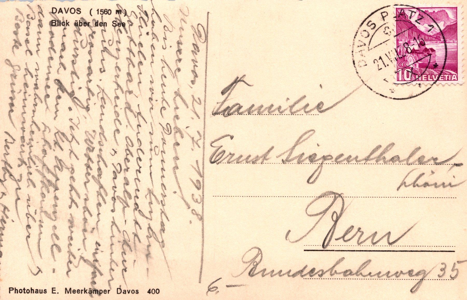 Cartoline postali: 0081 - Postkarte / Ansichtskarte - Davos Davosersee – Usato da Reinach BL venduto da Boston-Verkauf 1