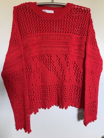 Pull Zara Rouge Ajouré Taille M 🏖️ NEW