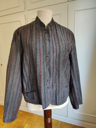 Vintage Striped Linen Textured Jacket