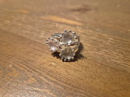 Edelstein Ring Silber Rosenquarz, Bergkristall, Amethyst