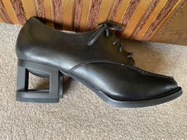 Schnürschuhe, Halbschuhe, schwarz, 37, Blockabsatz