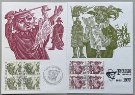 Briefmarken Schweiz: Volksbräuche 1977 -  4-er Blöcke