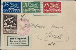 Flugpostbrief 1925 mit Vignette von Basel