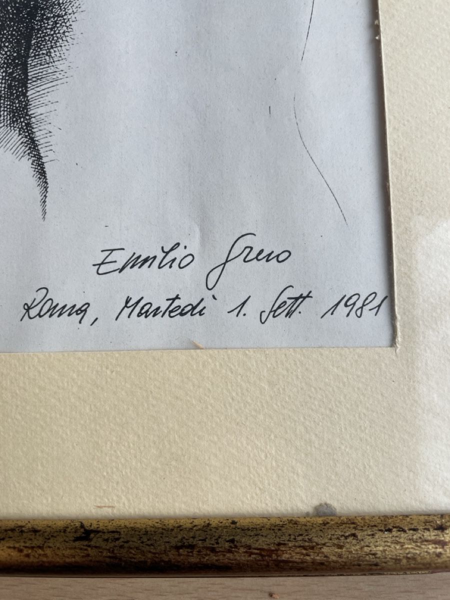 Grafica & Litografie: Zeichnung, Emilio Greco, Rom, 1981, gerahmt. – Usato da Oensingen venduto da marijadavide 2
