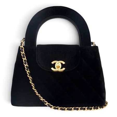 Chanel Nano Kelly Samt schwarz