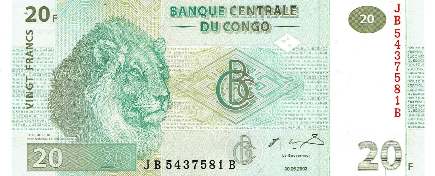 Banconote: Congo 20 Francs 2003 P-94 UNZ – Nuovo (secondo la descrizione) da Steffisburg venduto da ber_8htf