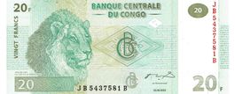 Congo 20 Francs 2003 P-94 UNZ
