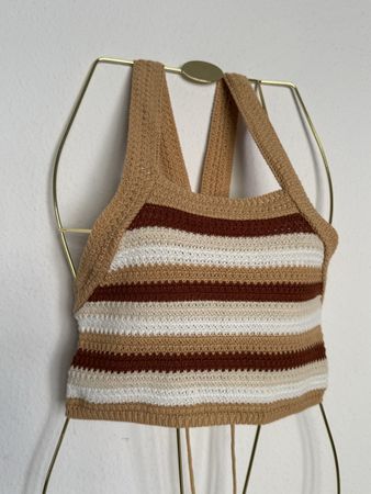 Boho striped crochet halter top for summer days - NEW