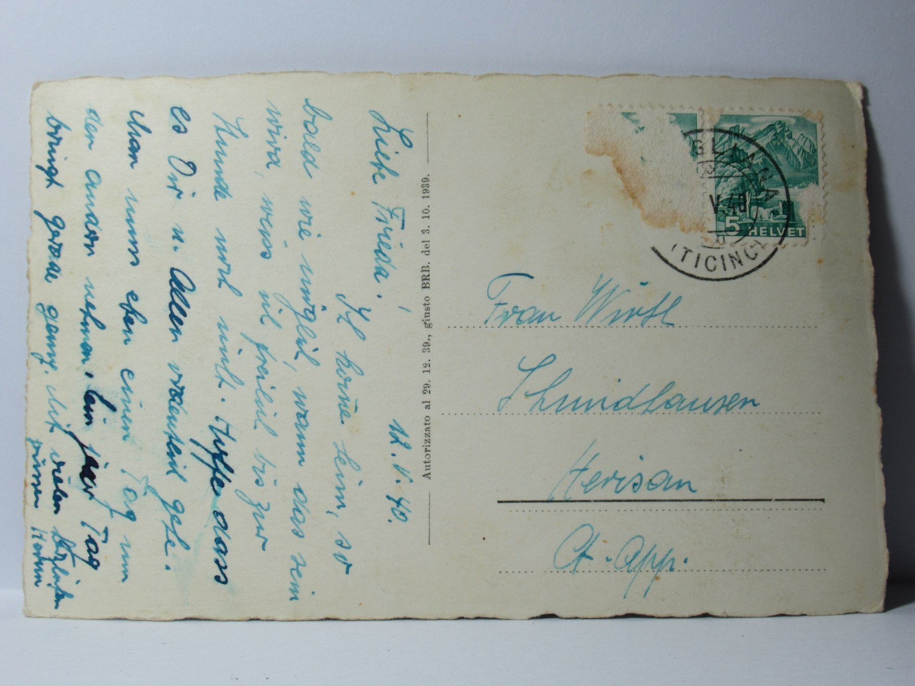 Cartoline postali: Orselina e Madonna del Sasso  1940 – Usato da Grenchen venduto da Bluemchen1900 1