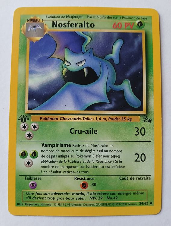 Pokémon Carte collezionabili: Carte Pokémon Nosferalto  Edition 1 FR 2000 – Usato da Les Sciernes d'Albeuve venduto da gojo03