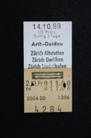 SBB Billet Arth-Goldau nach Zürich gebraucht 1989