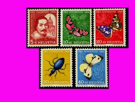 1956 : Carlo Moderno Capolago Insekten postfrisch  # 163-167