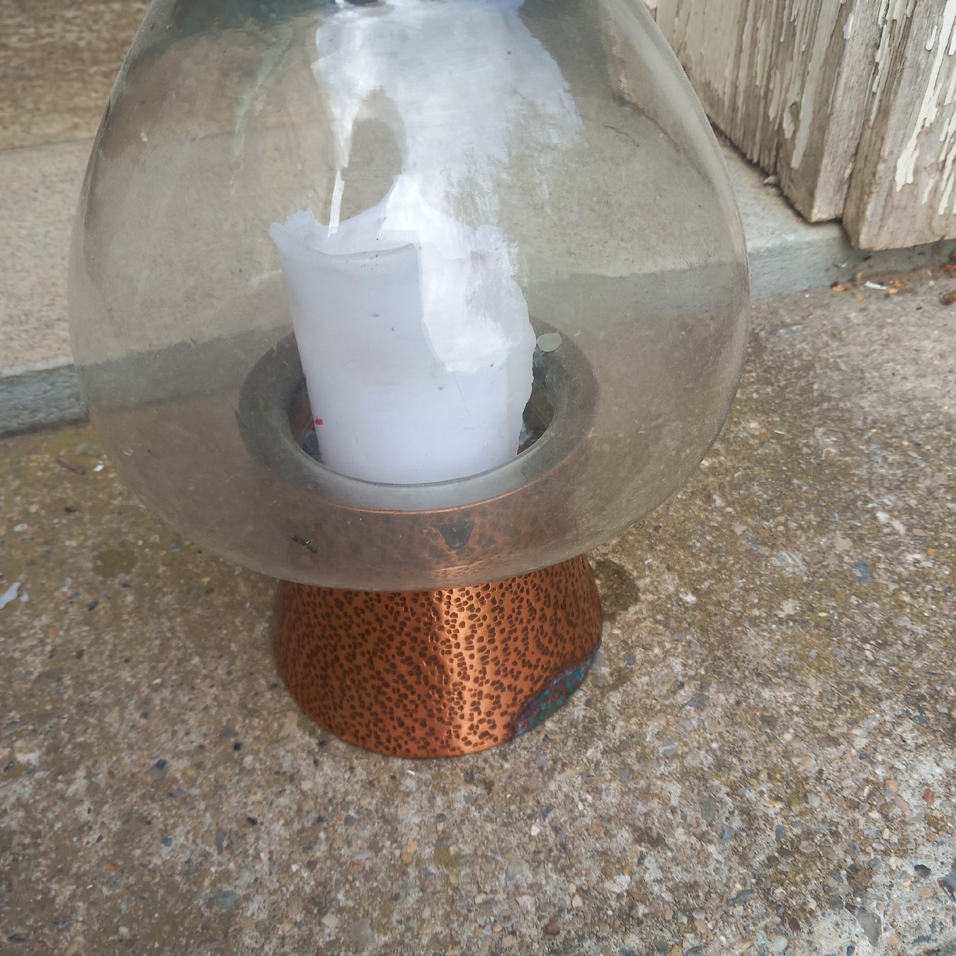 Kerzenständer: Windlicht Glas mit Kupferfuss – Gebraucht aus Ebnat-Kappel von blazzi 2