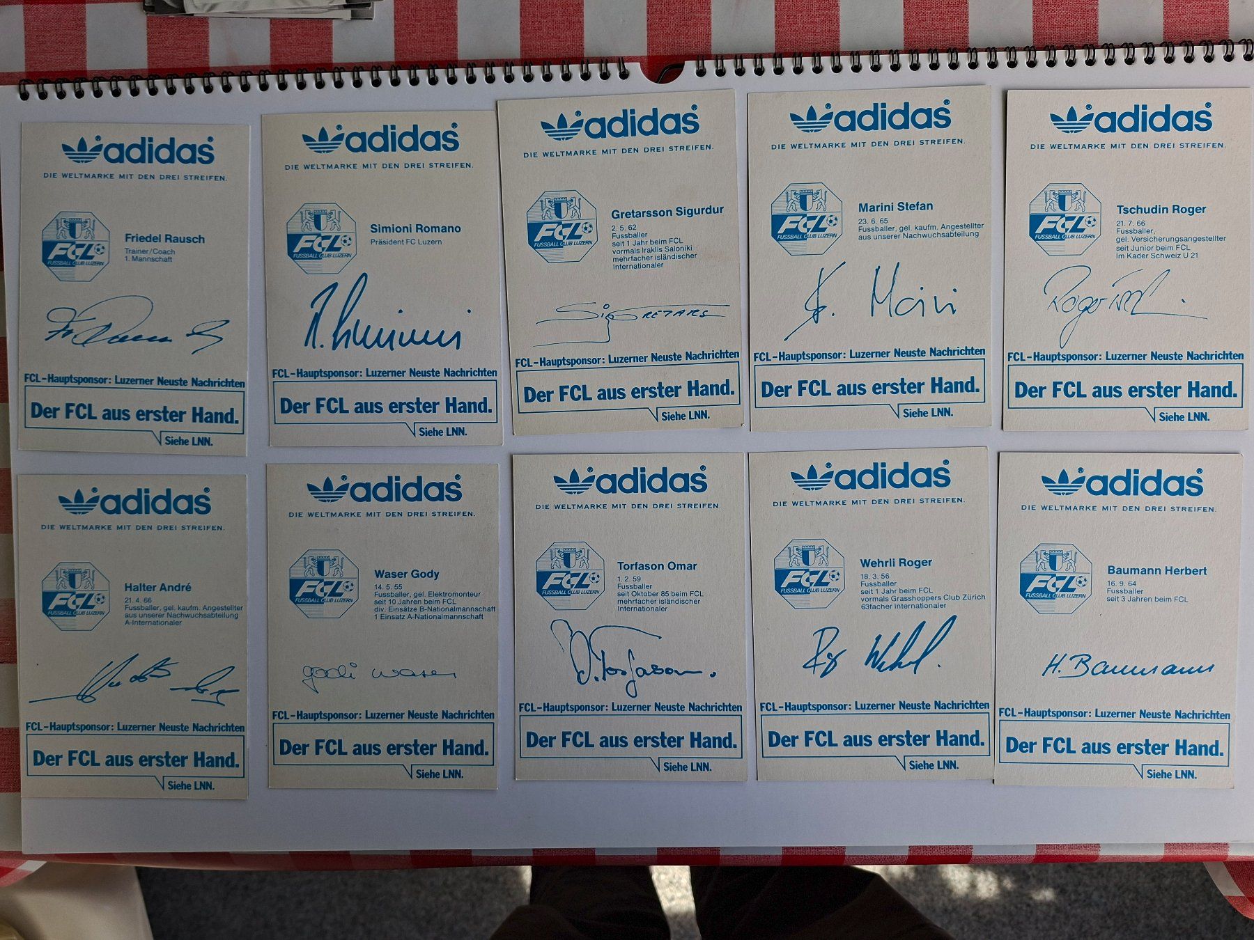 Autografi: FC Luzern Autogrammkarten Set; vermutlich 85/86 – Usato da Binningen venduto da Harry_82 1