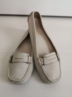 🤩MANGO LEDER MOKASSIN-SCHUHE ECRU MIT SCHNALLE