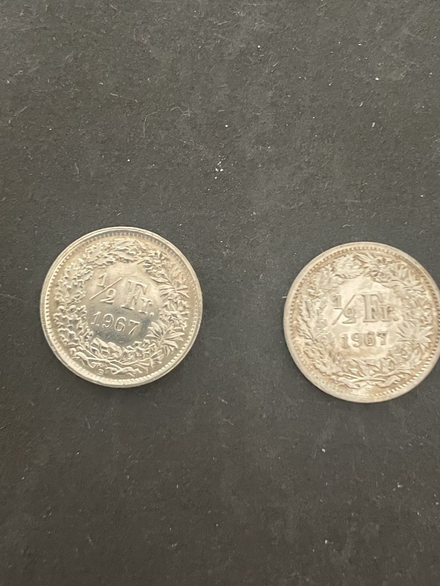 Alle Münzen: 2 x -.50 Silber CH Jahr 1967 – Gebraucht aus Meierskappel von Hala03 1